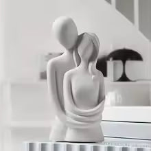 Nordic Minimalist Paar Skulptur Liebhaber Umarmung Figur Matt Keramik Statue Reine Weiß Grau Statue Hochzeit Geschenk
