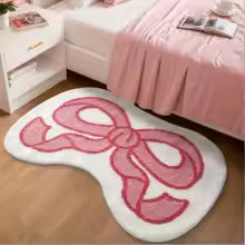 Flauschiger Badeteppich mit Schleifen-Design - Rosa