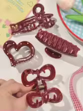 4 Stück Französisch Rot Weiß Polka Dot Schleife Halteklammern für Frauen Herbst Winter Hai Clip Haarschmuck