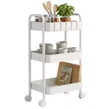 Robuster rollender Aufbewahrungswagen aus Karbonstahl, mobiler Organizer für Wohnzimmer, Küche, platzsparendes Babyspielzeug- und Snackreg